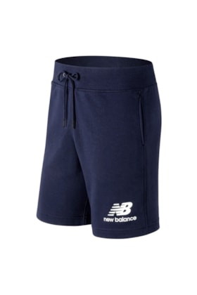 Short New Balance Essentials Stacked Logo Azul Marinho/Branco Short New Balance Essentials Stacked Logo Azul Marinho/Branco