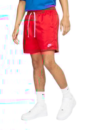 Short Nike Sportswear Woven Flow Vermelho/Branco Short Nike Sportswear Woven Flow Vermelho/Branco