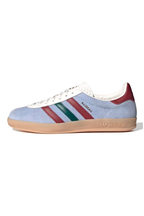 Tênis Adidas Gazelle Indoor Azul Claro/Bordô/Verde