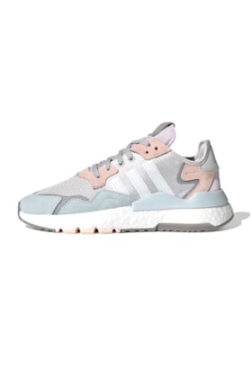 Tenis Adidas Nite Jogger Feminino Cinza/Rosa Tenis Adidas Nite Jogger Feminino Cinza/Rosa