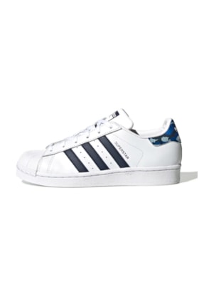 Tenis Adidas Superstar Branco/Azul/Tribal Tenis Adidas Superstar Branco/Azul/Tribal