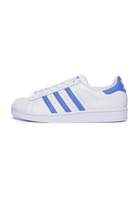 Tênis Adidas Superstar Foundation Branco com Azul