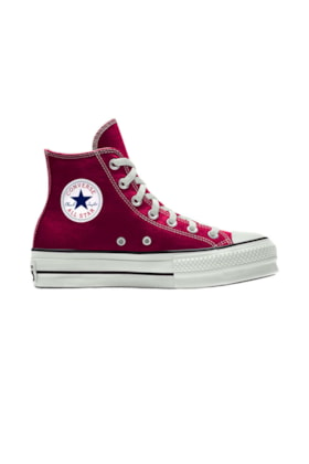 Tenis Converse Chuck Taylor All Star Lift Plataforma High Bordo/Branco