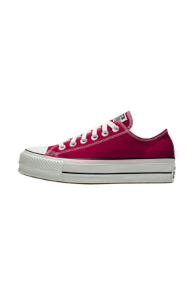 Tenis Converse Chuck Taylor All Star Lift Plataforma Low Bordo/Branco Tenis Converse Chuck Taylor All Star Lift Plataforma Low Bordo/Branco