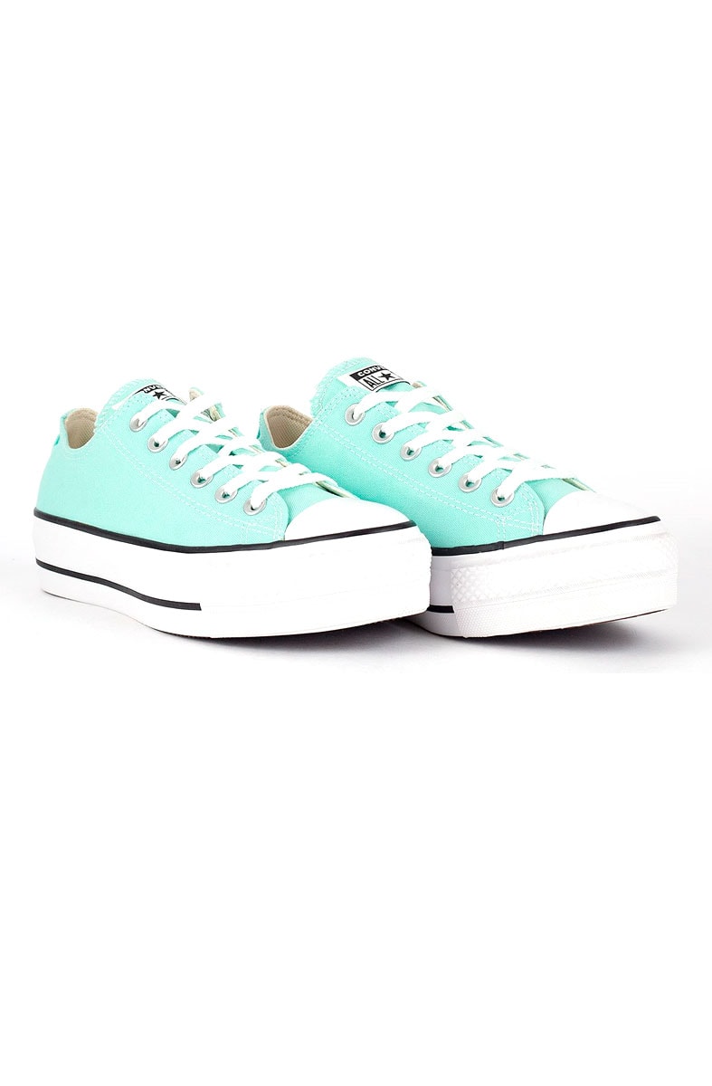 Tenis Converse Chuck Taylor All Star Lift Plataforma Low Seasonal Verde gua Branco