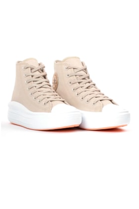 Tênis Converse Chuck Taylor All-Star Move High Authentic Glam Bege Claro/Ouro Claro CT16220001