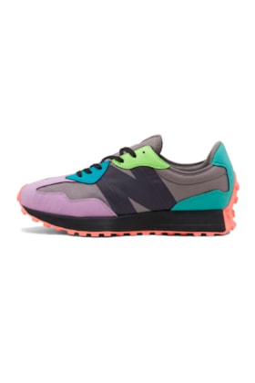 Tênis New Balance 327 MS327EZ Cinza/Verde/Rosa Tênis New Balance 327 MS327EZ Cinza/Verde/Rosa