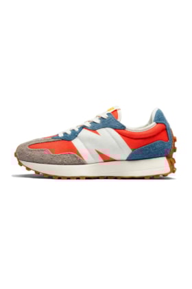 Tenis New Balance 327 MS327SFC Cinza/Laranja/Azul Tenis New Balance 327 MS327SFC Cinza/Laranja/Azul