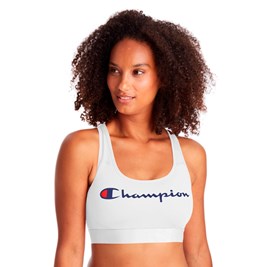 Top Champion Suporte Cotton Feminino Script Logo Ink Branco/Azul