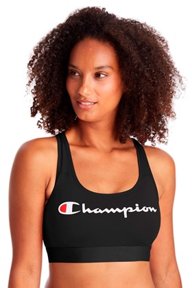 Top Champion Suporte Cotton Feminino Script Logo Ink Preto/Branco