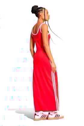 Vestido Adidas Adicolor 3-stripes Maxi Vermelho/Branco