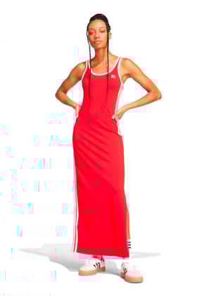 Vestido Adidas Adicolor 3-stripes Maxi Vermelho/Branco
